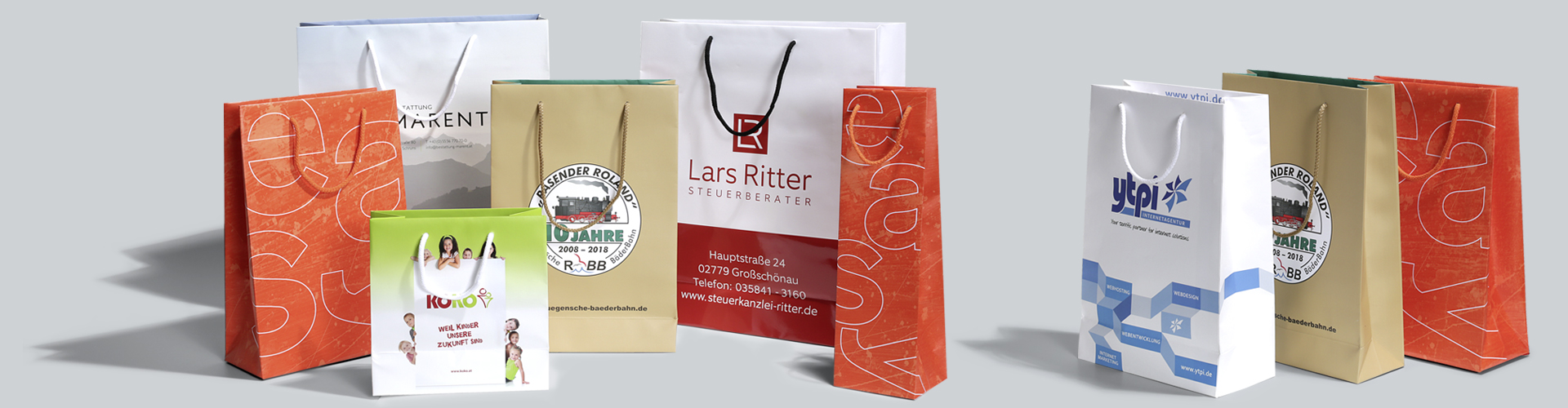 Papiertragwtasche, individuelle Tragetasche, Tasche mit Logo, online bedruckt, Papiertüten